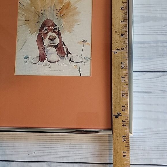 Bassett hound original watercolor by Carol Portrait size framed 11X14.5 - Picture 8 of 8
